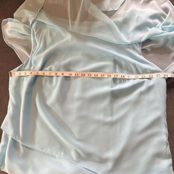 Women’s Blue 2 Piece Layered Asymmetrical Chiffon Formal Pant Suit Size 22W NEW - Picture 8 of 15